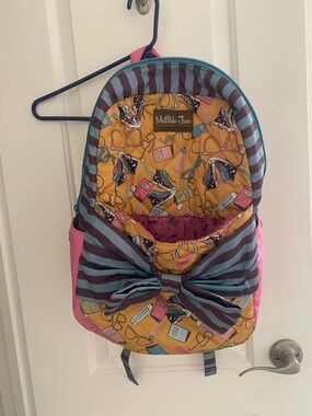 Matilda Jane Pink, Yellow & Teal Striped Bow Backpack